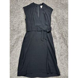 Kate Spade Black Dress Size 2 Sleeveless V-Neck Bow Detail Midi Classic Chic LBD